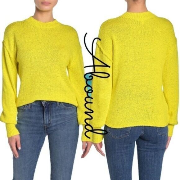 ABOUND‎ Crew Neck Yellow Pull over Ribbed Knit Sweater Jacket NWT XS - Picture 1 of 8